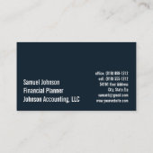 Carte De Visite Comptable du planificateur financier Gestion du pa (Dos)