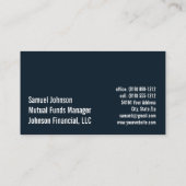 Carte De Visite Comptable du planificateur financier Gestion du pa (Dos)