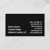 Carte De Visite Comptable du planificateur financier Gestion du pa (Dos)