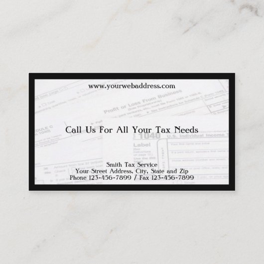 Carte de visite comptable du préparateur fiscal (Dos)