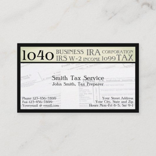 Carte de visite comptable du préparateur fiscal (Devant)