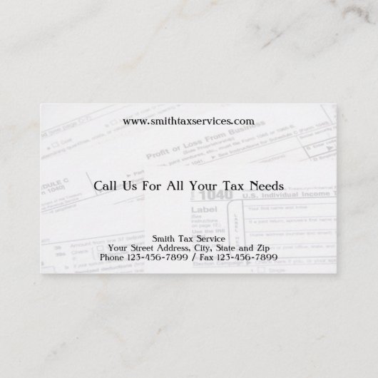 Carte de visite comptable du préparateur fiscal (Dos)