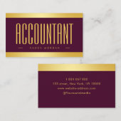 Carte De Visite Comptable Élégant Bourgogne Et Or (Devant / Derrière)