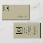 Carte De Visite Comptable fiscal Carré Monogramme Tan Black (Devant / Derrière)