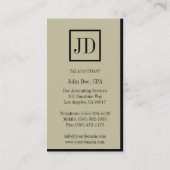 Carte De Visite Comptable fiscal Carré Monogramme Tan Black (Dos)