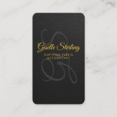 Carte De Visite Comptable Fiscal CPA Faux Cuir Noir (Devant)