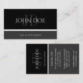 Carte De Visite Comptable fiscal/monogramme CPA Noir/gris foncé (Devant / Derrière)