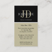 Carte De Visite Comptable fiscal/monogramme CPA Noir/Tan (Dos)