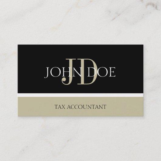 Carte De Visite Comptable fiscal/monogramme CPA Noir/Tan (Devant)