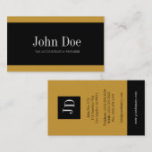 Carte De Visite Comptable fiscal Noir/Or (Devant / Derrière)