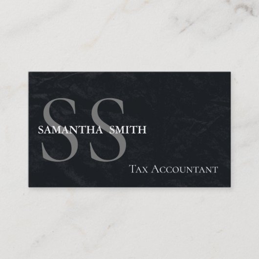 Carte De Visite Comptable fiscal pour monogramme noir (Devant)