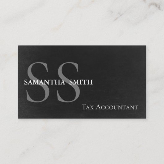 Carte De Visite Comptable fiscal pour monogramme noir (Devant)