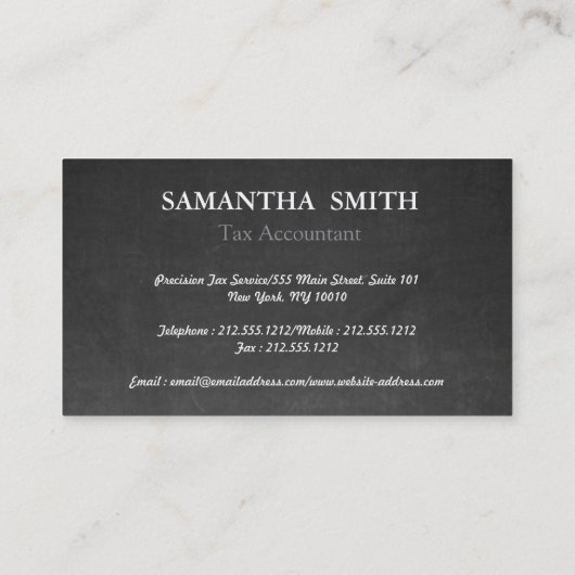 Carte De Visite Comptable fiscal pour monogramme noir (Dos)