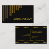 Carte De Visite Comptable Gold, noir à bandes verticales (Devant / Derrière)