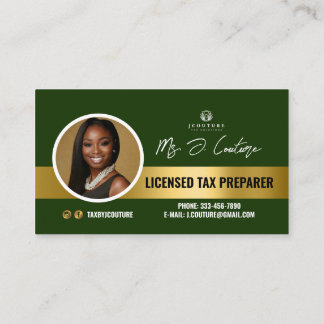 Carte de visite comptable Green & Gold Tax Prepari