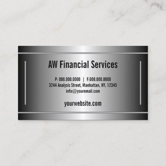 Carte De Visite Comptable horizontal des barres noir et argent (Dos)