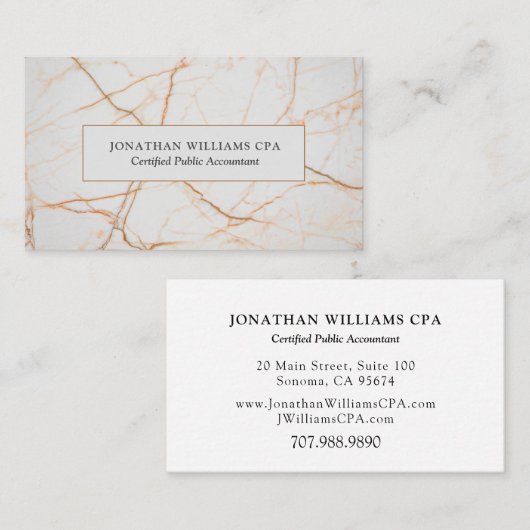 Carte De Visite Comptable Marble Gold Typographie (Devant / Derrière)