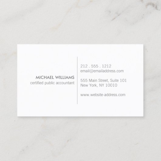 Carte De Visite Comptable moderne, Comptabilité gris/blanc (Dos)