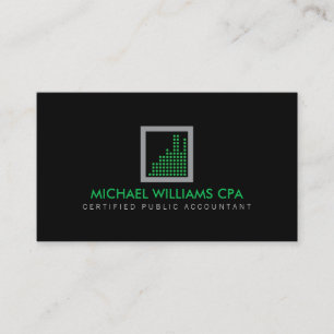 Carte De Visite Comptable moderne, Logo financier en vert/noir