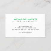 Carte De Visite Comptable moderne, Logo financier en vert/noir (Dos)
