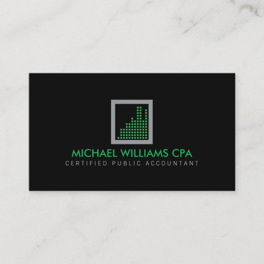 Carte De Visite Comptable moderne, Logo financier en vert/noir (Devant)