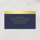 Carte De Visite Comptable Moderne Marine Bleu Et Or (Dos)