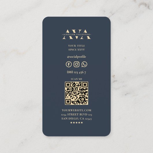 Carte De Visite Comptable moderne Monogramme professionnel Blue Go (Dos)