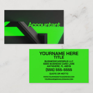 Carte De Visite Comptable Moderne Neon Green