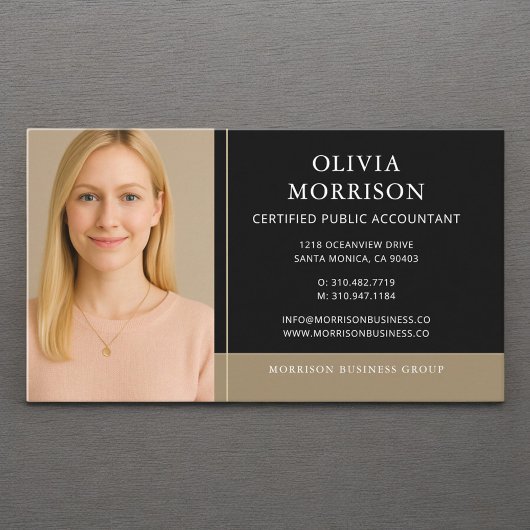 Carte de visite comptable Or Noir CPA Photo