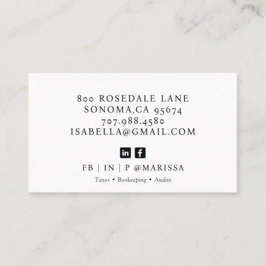 Carte De Visite Comptable photo professionnelle moderne (Dos)