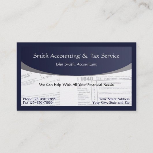 Carte de visite comptable préparateur fiscal (Devant)