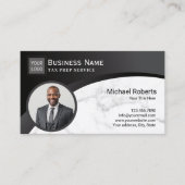 Carte De Visite Comptable préparateur fiscal Photo noir et marbre (Devant)