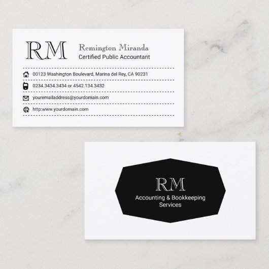 Carte de visite comptable professionnel (Devant / Derrière)