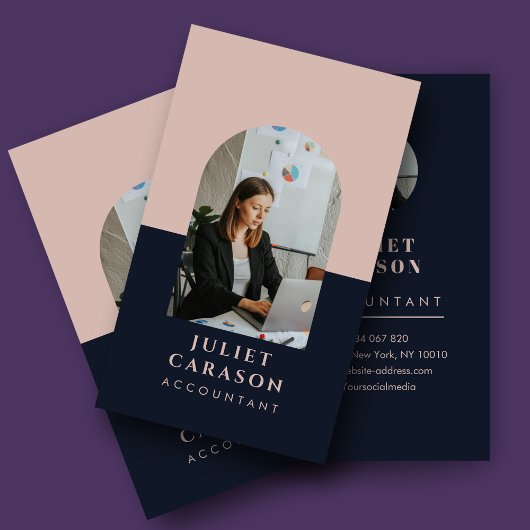 Carte De Visite Comptable Professionnel Arch Photo Blush Rose