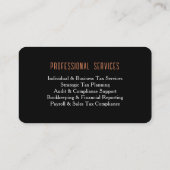 Carte De Visite Comptable professionnel en préparation de déclarat (Dos)