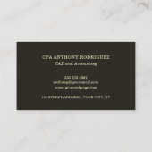 Carte De Visite Comptable professionnel Gold moderne (Dos)