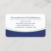 Carte De Visite Comptable Professionnel Préparateur de Déclaration (Dos)