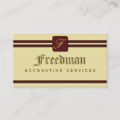 Carte De Visite Comptable professionnelle Monogram Cream Burgundy (Devant)