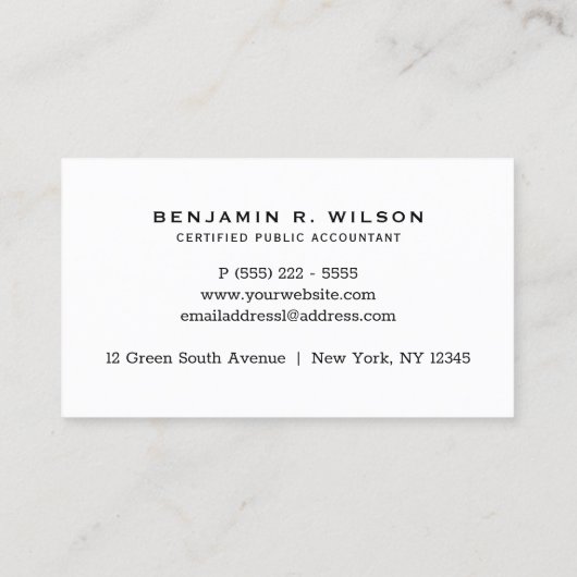 Carte De Visite Comptable public agréé (Dos)