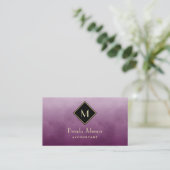 Carte De Visite Comptable Simple Violet Avec Élégant Monogramme (Debout devant)