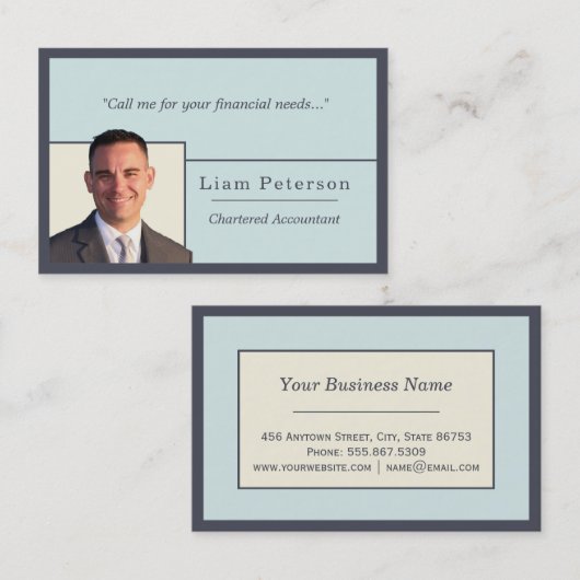 Carte De Visite Comptable Tendance Indigo (Devant / Derrière)