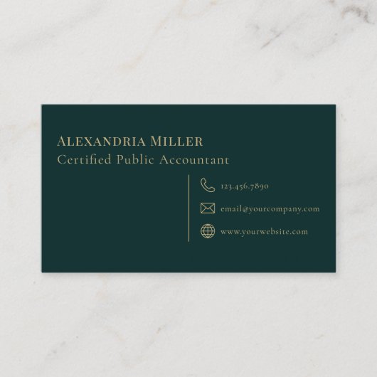 Carte De Visite Comptable vert simple CPA (Devant)