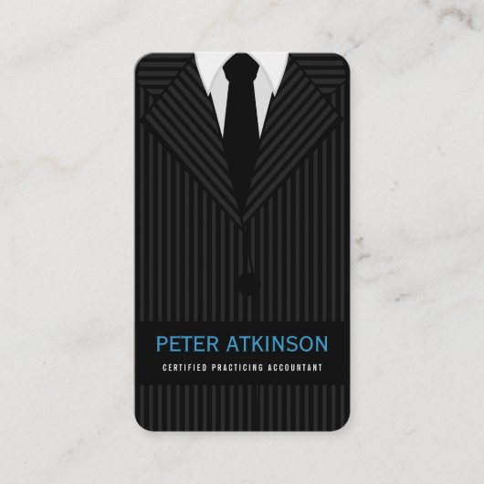 Carte De Visite Comptable vertical à rayures noir et gris (Devant)