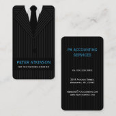 Carte De Visite Comptable vertical à rayures noir et gris (Devant / Derrière)