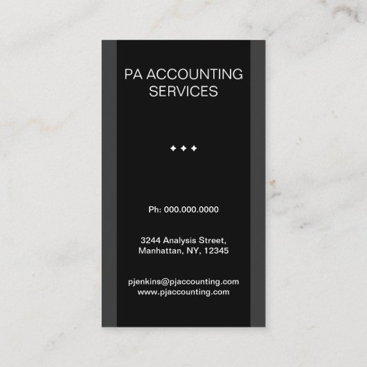 Carte De Visite Comptable vertical gris ou gris (Dos)