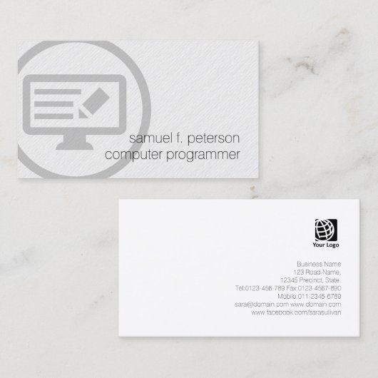 Carte De Visite Computer Programmer Bold Code du programme Icon I. (Devant / Derrière)