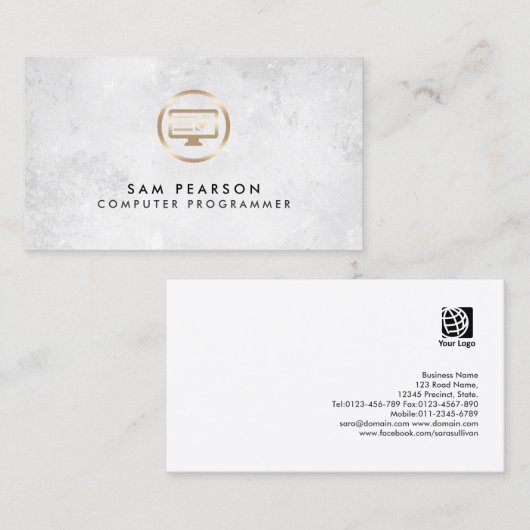 Carte De Visite Computer Programmer ComputerCode Icon BusinessCard (Devant / Derrière)