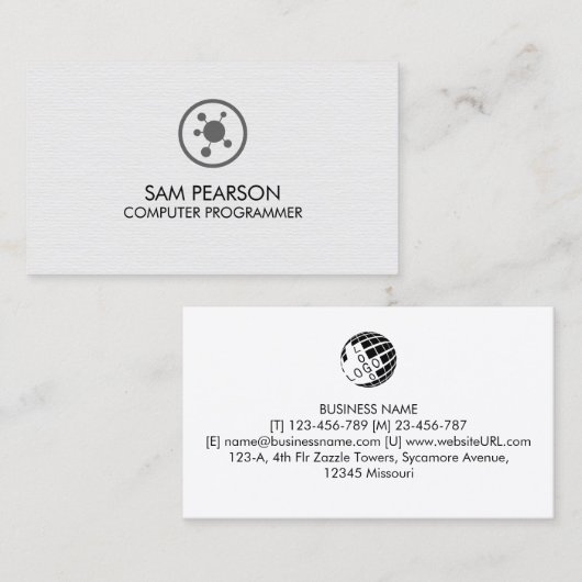Carte De Visite Computer Programmer Software Developer (Devant / Derrière)