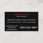 Carte De Visite Computer Repair Company sautent le message (Dos)
