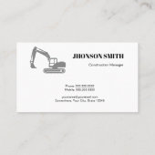 Carte De Visite Concept monochrome Construction d'équipement lourd (Dos)
